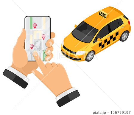 Online Taxi Isometric Concept Online Taxi Isometric Concept 136759197