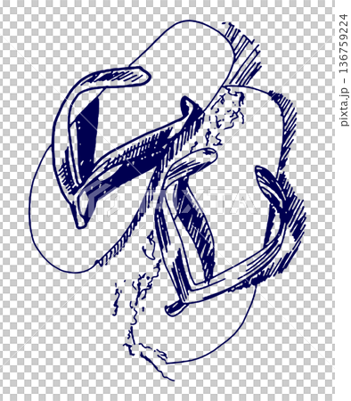 Hand-drawn illustration sketch beach sandals 136759224