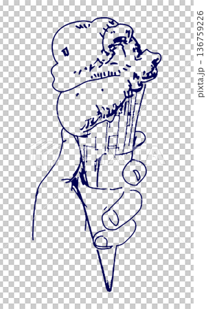 手描きイラスト スケッチ 手に持ったアイスクリーム 136759226