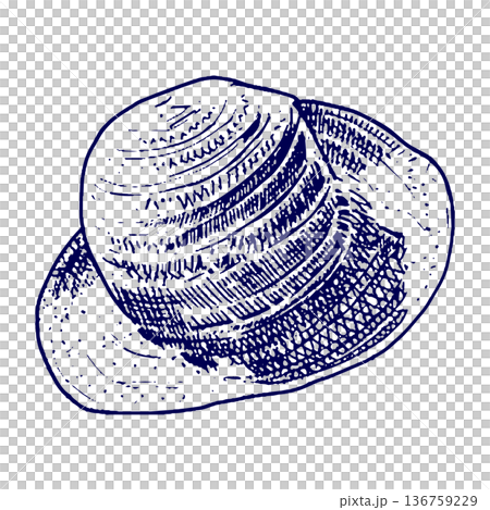 手繪插圖草帽草圖 手繪插圖草帽草圖 136759229