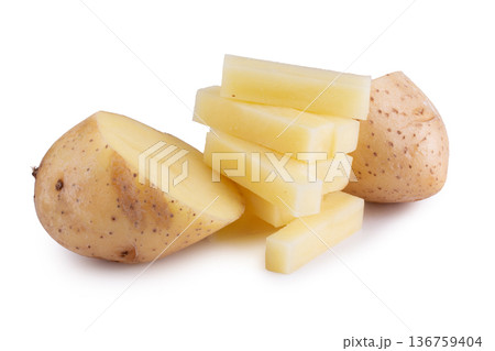 Raw potatoes isolated on white background. Raw potatoes isolated on white background. 136759404