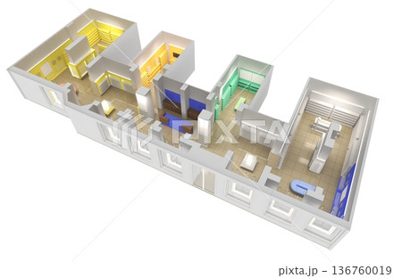 commercial premises, shop, interior visualization, 3D illustration commercial premises, shop, interior visualization, 3D illustration 136760019