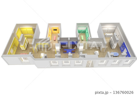 commercial premises, shop, interior visualization, 3D illustration 136760026