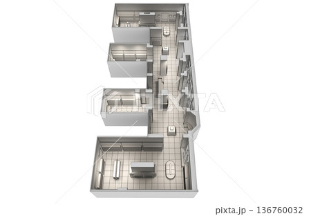 commercial premises, shop, interior visualization, 3D illustration 136760032