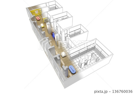 commercial premises, shop, interior visualization, 3D illustration commercial premises, shop, interior visualization, 3D illustration 136760036
