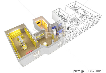 commercial premises, shop, interior visualization, 3D illustration 136760040
