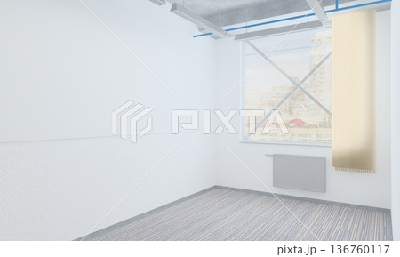 visualization of a large empty interior, 3D illustration visualization of a large empty interior, 3D illustration 136760117