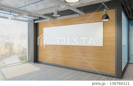 visualization of a large empty interior, 3D illustration visualization of a large empty interior, 3D illustration 136760121