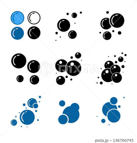 Soap foam bubbles vector icon. Fizzy drink, champagne pictogram, oxygen bubbles design Soap foam bubbles vector icon. Fizzy drink, champagne pictogram, oxygen bubbles design 136760745