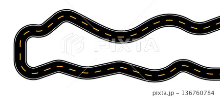 Curve road icon, highway winding line. Curve roadway illustration top view, road way Curve road icon, highway winding line. Curve roadway illustration top view, road way 136760784