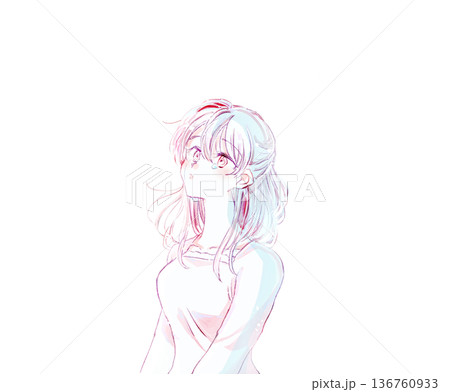 泣いている女性　上半身　風 136760933