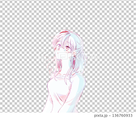 泣いている女性　上半身　風 136760933