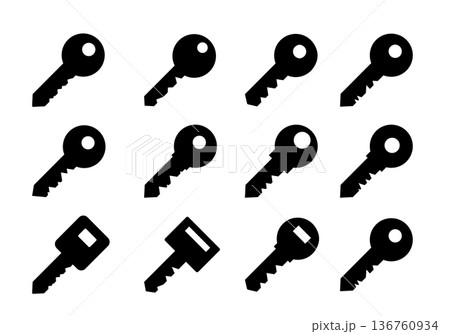 Key simple icon. Lock door pictogram, house or keyword vector symbol, password or success 136760934