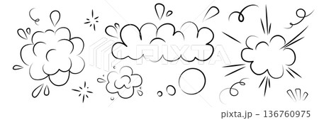Cartoon line effects icon set. Manga speed elements, movement, burst, sketched motion 136760975