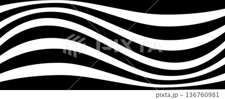 Black line wave pattern. Optical illusion stripe background, abstract geometric wavy texture Black line wave pattern. Optical illusion stripe background, abstract geometric wavy texture 136760981