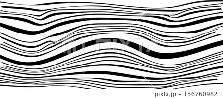 Black line wave pattern. Optical illusion stripe background, abstract geometric wavy texture 136760982