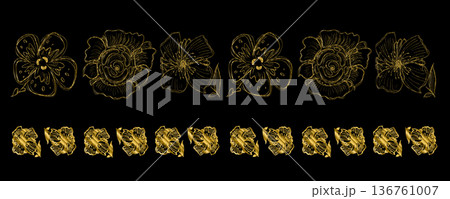 Line doodle flower seamless pattern 136761007