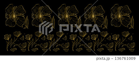 Line doodle flower seamless pattern Line doodle flower seamless pattern 136761009