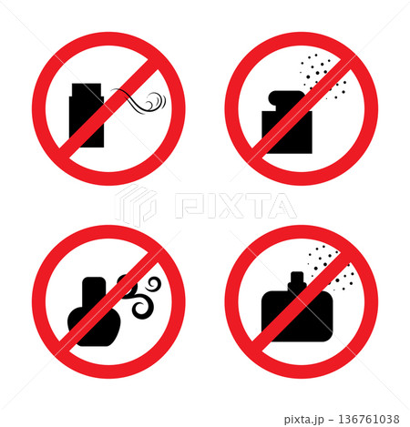 Stop smell perfume icon and anti odour symbol 136761038