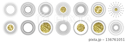 Line sun ray set. Star burst icon, sunburst radial shapes collection 136761051