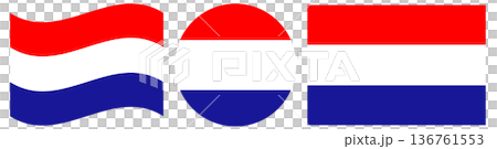 Set of civil flags of Croatia. Waving civil flag of Croatia isolated. Circle civil flag of Croatia isolated in round shape. 136761553