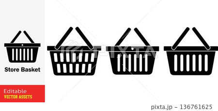 Shopping basket icons set for ecommerce and online store design Shopping basket icons set for ecommerce and online store design 136761625