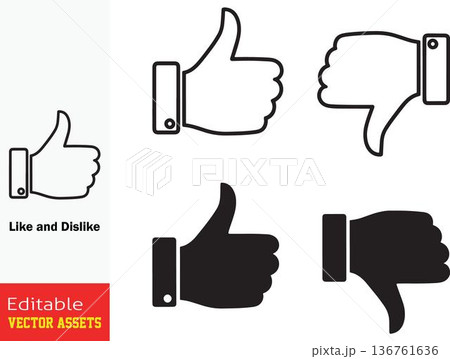 Vector thumbsup and thumbsdown icons for like and dislike feedback icons Vector thumbsup and thumbsdown icons for like and dislike feedback icons 136761636