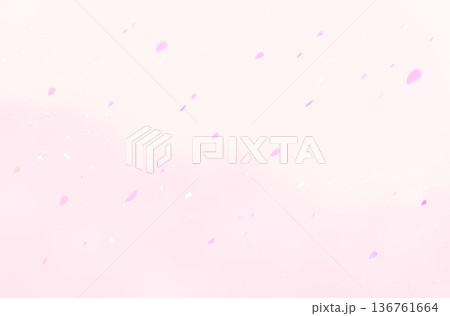 桜吹雪　桜並木 136761664