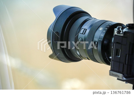 A photographer taking a photo Aerial view Iguazu falls waterfalls Scenic destination panorama from helicopter tour 136761786
