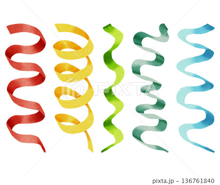 A set of hand-painted watercolor ribbons in vibrant colors. Perfect for gift wrapping, greeting cards, invitations, and spring or holiday decor. 136761840