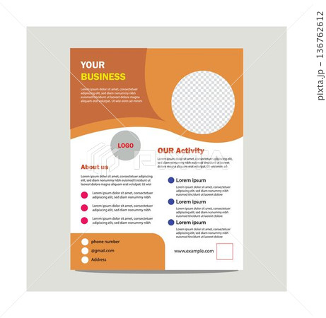 Business template design for company profile or corporate brochure with placeholder text and image frame 136762612