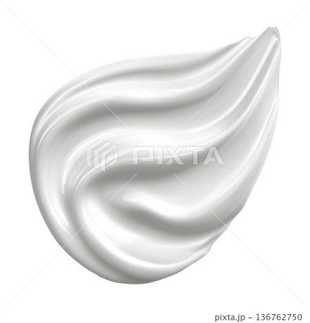 White creamy smear with smooth glossy texture isolated on white background, representing skincare and beauty concept White creamy smear with smooth glossy texture isolated on white background, representing skincare and beauty concept 136762750