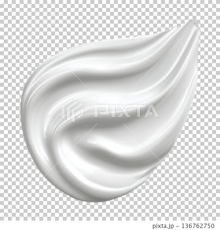 White creamy smear with smooth glossy texture isolated on white background, representing skincare and beauty concept White creamy smear with smooth glossy texture isolated on white background, representing skincare and beauty concept 136762750