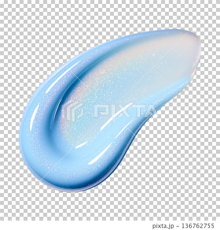Blue shimmering cosmetic smear of lip gloss treatment isolated on white background showing beauty product concept idea 136762755