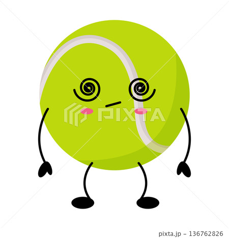 A confused Tennis ball kawaii character. A confused Tennis ball kawaii character. 136762826