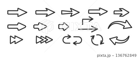 Arrow icon set with dotted lines, circles, and pointer elements. Modern vector graphics for web design, infographics, and digital interfaces with curved arrows. Arrow icon set with dotted lines, circles, and pointer elements. Modern vector graphics for web design, infographics, and digital interfaces with curved arrows. 136762849