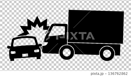 卡車和轎車相撞的輪廓 136762862