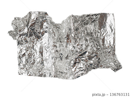 Aluminum Foil Torn Paper Edge Isolated, Wrinkled Aluminium Paper Pattern, Crumpled Tin Material Piece Aluminum Foil Torn Paper Edge Isolated, Wrinkled Aluminium Paper Pattern, Crumpled Tin Material Piece 136763131