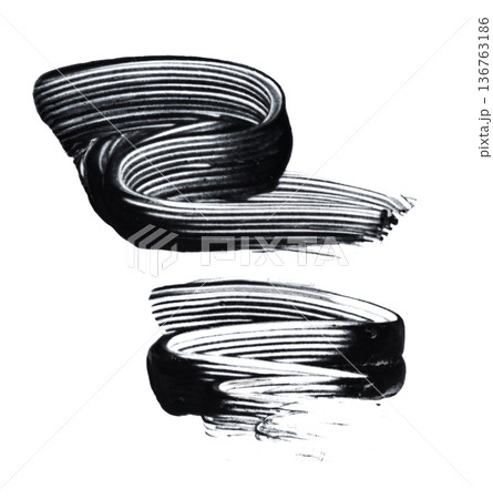 Mascara brush stroke isolated. Black eyelash makeup smudge 136763186