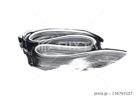 Mascara brush stroke isolated. Black eyelash makeup smudge Mascara brush stroke isolated. Black eyelash makeup smudge 136763187
