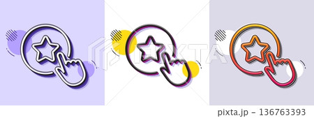 Loyalty star line icon. Halftone dotted pattern. Gradient icon with grain shadow. Bonus points. Discount program symbol. Line loyalty star icon. Various designs. Vector Loyalty star line icon. Halftone dotted pattern. Gradient icon with grain shadow. Bonus points. Discount program symbol. Line loyalty star icon. Various designs. Vector 136763393