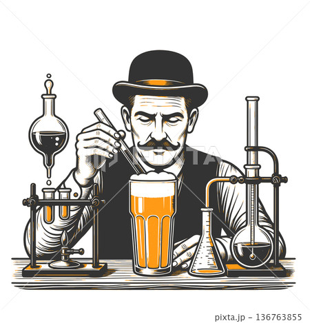 Craft Beer Enthusiast Testing IPA in Lab raster Craft Beer Enthusiast Testing IPA in Lab raster 136763855