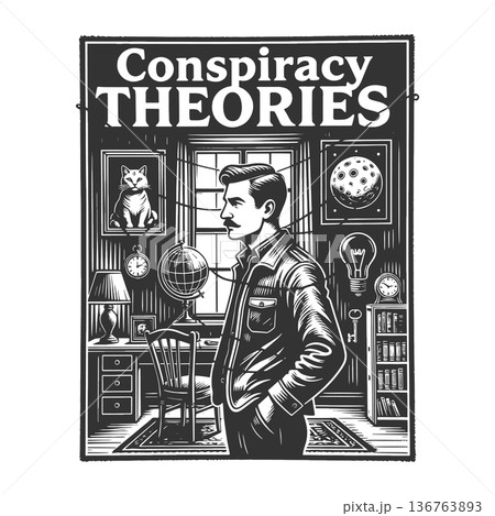 Conspiracy Theories Concept Poster Investigator 136763893