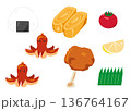 おにぎりとおかずのイラストのセット 136764167