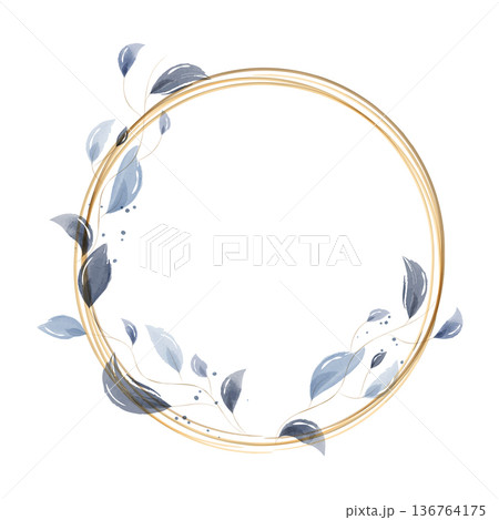 A beautiful watercolor frame featuring delicate gold circles. A beautiful watercolor frame featuring delicate gold circles. 136764175