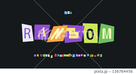 Paper Font Logo Alphabet Vector Collage Letter Set Modern Typography, Note Typographic Design for Title Text, Ransom Poster Headline, Type Symbol Logotype, Magazine Cutout Fonts. Vector Typeface 136764456