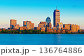 Evening panorama of Boston, cityscape viewed from Cambridge across the Charles River, Massachusetts, USA 136764886