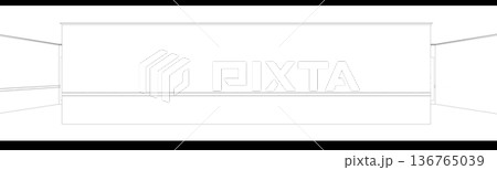 long corridor with doors, contour visualization, 3D illustration, sketch, outline long corridor with doors, contour visualization, 3D illustration, sketch, outline 136765039