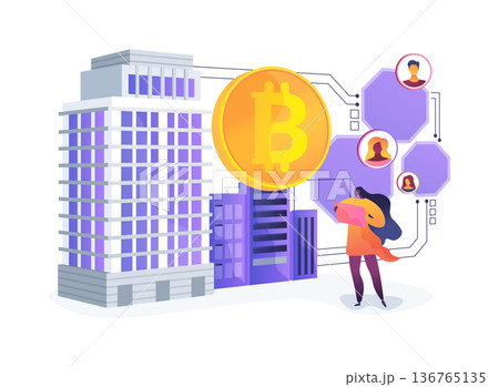 Tokenized Real Estate Platform abstract concept vector illustration. Tokenized Real Estate Platform abstract concept vector illustration. 136765135