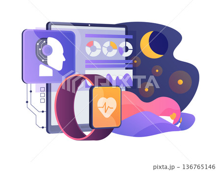 Wearable Sleep Tracker abstract concept vector illustration. 136765146
